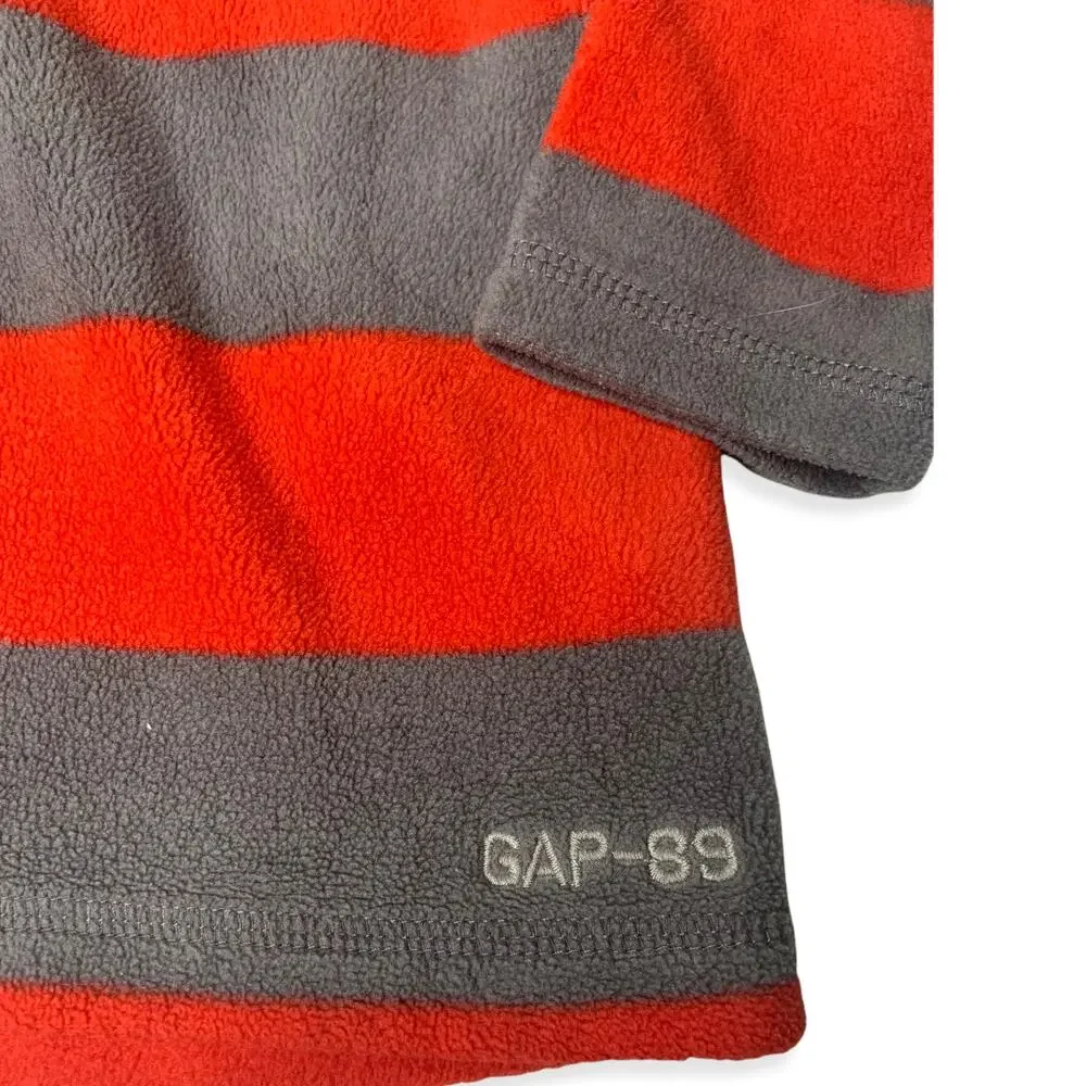 Baby Gap half zip sweater gray red stripes faux fleece 2t